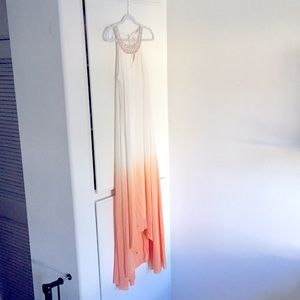 Long flowing orange ombré maxi dress